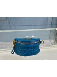 DETACHABLE DIOR CARO HALF-MOON COIN PURSE S5033U BLUE JH06705HF96