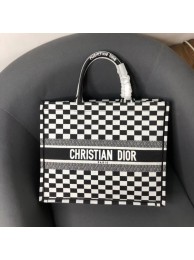 DIOR BOOK TOTE BAG IN BLACK AND WHITE EMBROIDERED CANVAS M1286 JH07508iR14