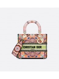 DIOR MEDIUM LADY D-LITE BAG Multicolor Tie & Dior Embroidery M0565OJb JH06840RR94