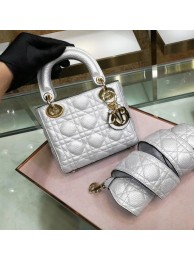 Dior MINI LADY DIOR CALFSKIN BAG M0573 Silvery white JH07073hJ71