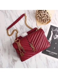 Fake 1:1 YSL Flap Bag Calfskin Leather 26611 red JH08238Av26