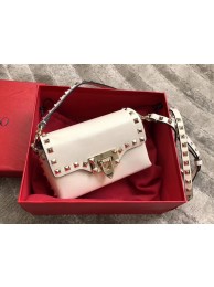 Fake Copy VALENTINO Rockstud leather cross-body bag 04235 white JH09845UW33