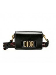 Fake DIO(R)EVOLUTION FLAP BAG WITH SLOT HANDCLASP IN BLACK CRINKLED CALFSKIN WITH BOHO STRAP JH07559jp38