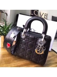 Fake Dior lucky badges Original sheepskin Tote Bag 88034 black JH07617Qo74