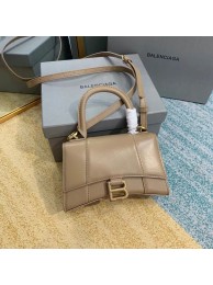 Fake Replica Balenciaga Hourglass XS Top Handle Bag shiny box calfskin 28331 apricot JH09375Ml87