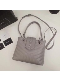 Fake Replica Yves saint Laurent Original loulou Calf leather Shoulder Bag 502717 light gray JH08195Ml87