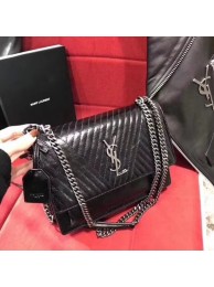 Fake SAINT LAURENT SUNSET Monogram leather shoulder bag 498561 black JH08071Ty15