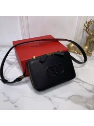 Fake VALENTINO Origianl leather shoulder bag V0020 black JH09656HB93