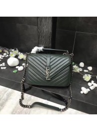 Fake YSL Flap Bag Calfskin Leather 392737 green silver buckle JH08303zI86