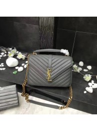 Fake YSL Flap Bag Calfskin Leather 392737 Grey Gold buckle JH08307TR19