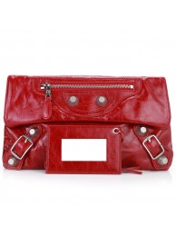 Fashion Balenciaga Flap Clutch Bag Eggplant 330 Red Silver JH09474EB73