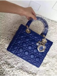 Fashion Imitation Dior Small Lady Dior Bag Sheepskin Leather 8239 Blue JH07672dK58