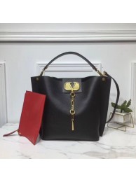 Fashion VALENTINO Origianl Leather Bag V0008 Black JH09684RW51