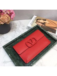 First-class Quality VALENTINO Origianl leather 065 Clutch bag red JH09575gc84