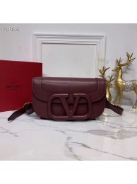 First-class Quality VALENTINO Origianl leather shoulder bag V0030A Burgundy JH09637aF97