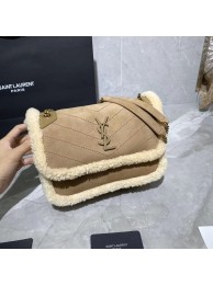 High Imitation Yves Saint Laurent IN Cashmere AND SMOOTH LEATHER Y533037 brown JH07711vF44