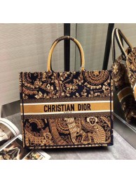 High Quality Fake ORANGE AND BLACK DIOR BOOK TOTE DIOR ANIMALS EMBROIDERED CANVAS BAG M747 JH07061nD19