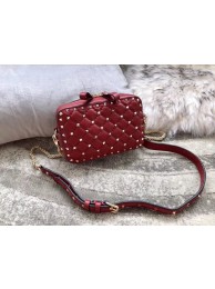 High Quality Fake VALENTINO Rockstud leather camera cross-body bag 57367 red JH09700WC64