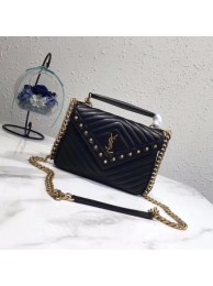 High Quality Knockoff Saint Laurent Classic Monogramme Calf Leather Flap Bag 2802 black JH08161VD28