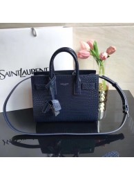 High Quality SAINT LAURENT Crocodile-Embossed Leather Organ Bag 392035 Dark Blue JH07880GY92