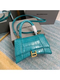 Hot Replica Balenciaga HOURGLASS SMALL TOP HANDLE BAG crocodile embossed calfskin B108895E light blue JH09415IG96