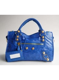 Imitation Balenciaga Giant City Gold Studs bag Blue 084332B JH09496aM93