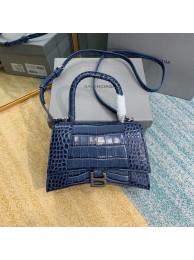 Imitation Balenciaga HOURGLASS SMALL TOP HANDLE BAG crocodile embossed calfskin B108895E blue JH09407Ad61