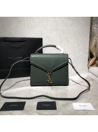 Imitation Best Yves Saint Laurent CASSANDRA TOP HANDLE MEDIUM BAG IN GRAIN DE POUDRE EMBOSSED LEATHER Y578000 Green JH07815gt75