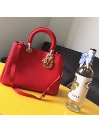 Imitation Dior Diorissimo Bag in Original Grainy Leather CD0678 red & Gold-Tone Metal JH07483Gp56