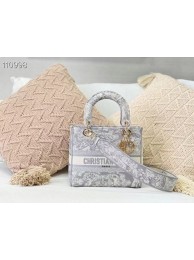 Imitation DIOR MEDIUM LADY D-LITE BAG Gray Toile de Jouy Reverse Embroidery M0565OR JH06688Yx32