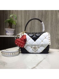 Imitation Luxury VALENTINO Candy Rockstud quilted leather shoulder bag 6019 black&white JH09789VD53