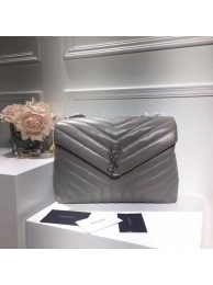 Imitation SAINT LAURENT Loulou Monogram medium quilted leather shoulder bag 74558 grey JH08103JF45