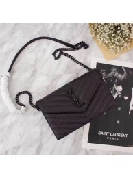 Imitation SAINT LAURENT Monogram leather cross-body bag 263358 black JH08062sS26