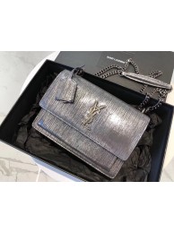 Imitation SAINT LAURENT Monogram Sunset medium Silver Wire cross-body Bag 442906 Silver JH07868Yx32