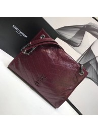 Imitation SAINT LAURENT NIKI MEDIUM SHOPPING BAG IN CRINKLED VINTAGE LEATHER 5814 Burgundy JH07847fJ59