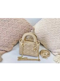 Imitation Top MINI LADY DIOR BAG Cannage Lambskin M0505OC Beige JH06689eP47