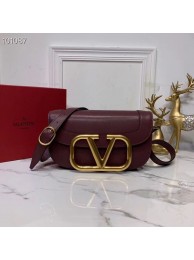 Imitation VALENTINO Origianl leather shoulder bag V0030 Burgundy JH09638Yx32