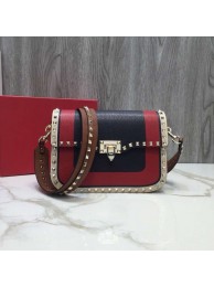 Imitation VALENTINO Rockstud grained leather messenger 0936B Black&red&white JH09717qN69