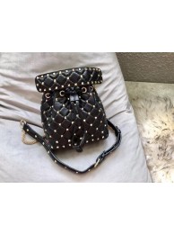 Imitation VALENTINO Rockstud leather bucket bag 0059S black JH09832sS26