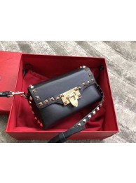 Imitation VALENTINO Rockstud leather cross-body bag 04235 black JH09844dm74