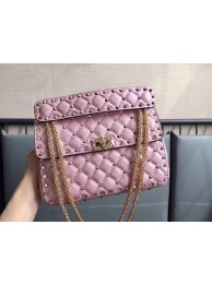 Imitation VALENTINO Rockstud medium leather shoulder bag 0123 pink JH09843Gp56