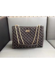 Imitation Valentino Starry Series Shopping Bag Original Sheepskin Leather 0346 Black JH09824cI42