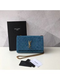 Imitation Yves Saint Laurent Kate Small Original Nubuck leather Shoulder Bag Y474367 blue JH07803ox12