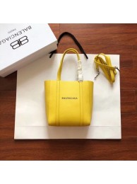 Knockoff Balenciaga Original Leather Mini Shopper Bag 6696 Yellow JH09399nE34