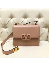 Knockoff VALENTINO VLOCK Origianl leather shoulder bag 0908 pink JH09552Tm92