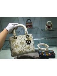 LADY DIOR BAG IN EMBROIDERED CALFSKIN M0550 WHITE JH07424DV39