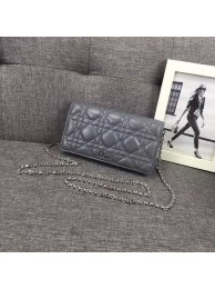 LADY DIOR CLUTCH IN GREY CANNAGE LAMBSKIN S0204 JH07555nK94