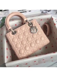 LADY DIOR LAMBSKIN BAG CAL44550 pink&silver-tone metal JH07207Ga14