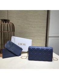 LADY DIOR Sheepskin WALLET C9025A blue JH06996TK61