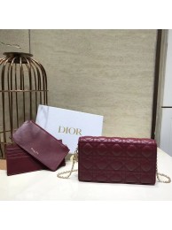 LADY DIOR Sheepskin WALLET C9025A Burgundy JH06995jj39